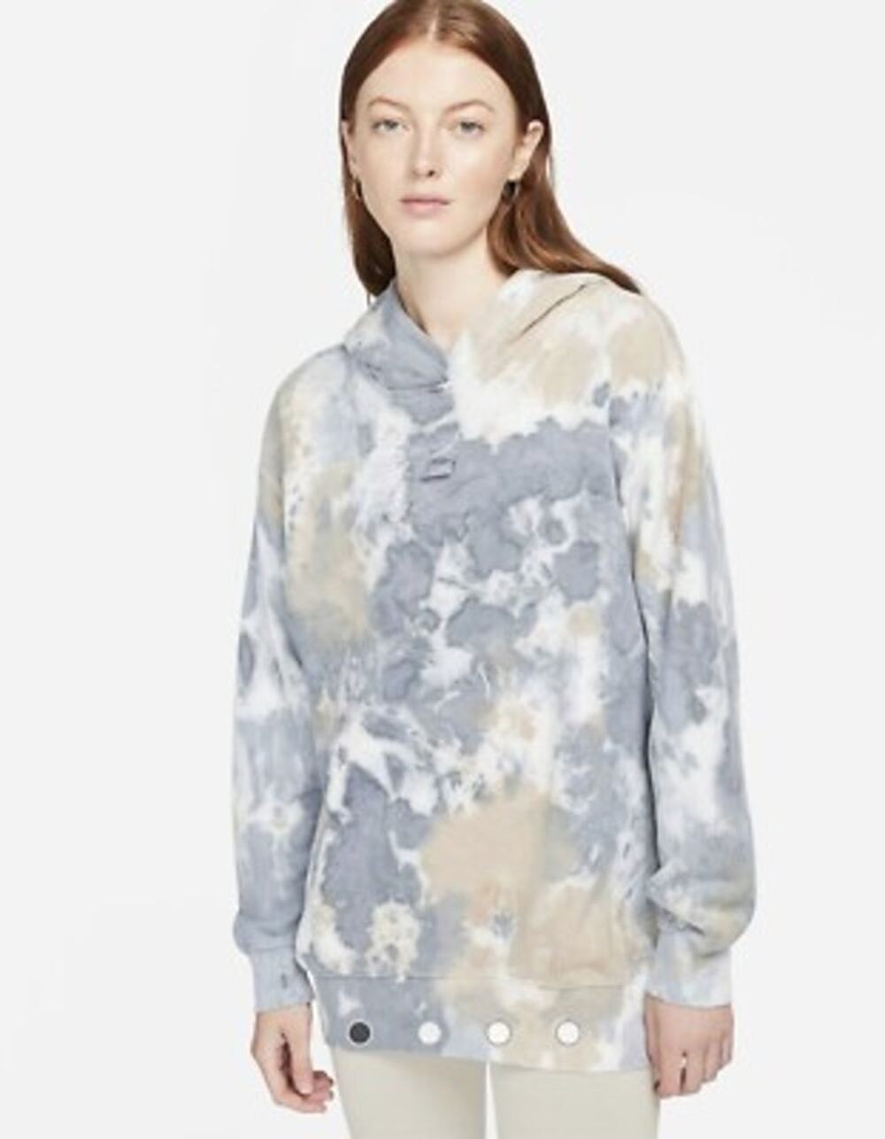 Nike Seasonal Classics Pack Tie Dye Hoodie Embroidered Gray Womens Small Workout